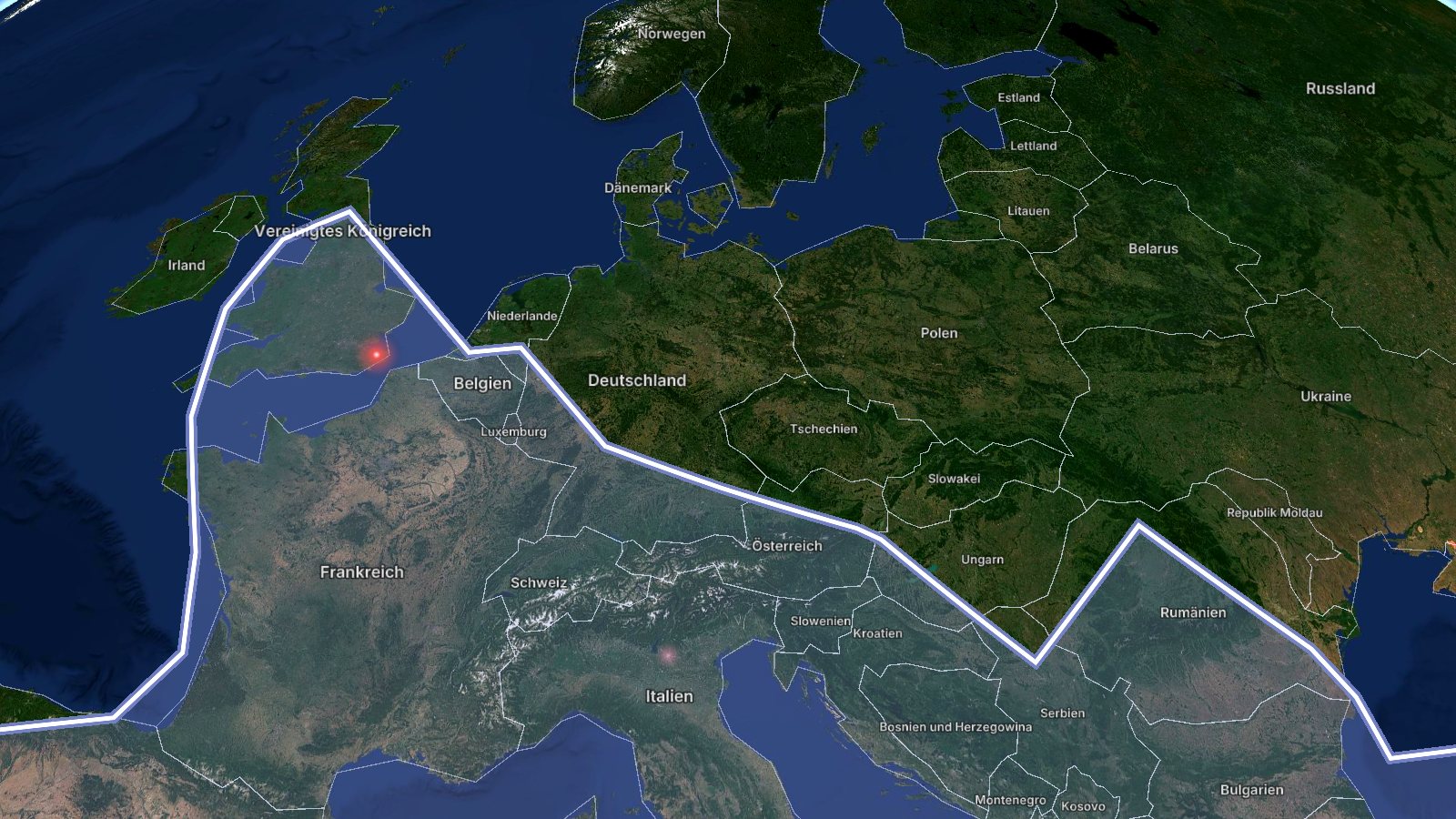 Europa im Jahr 117 mit den Grenzen des Römischen Reiches über den heutigen Ländern